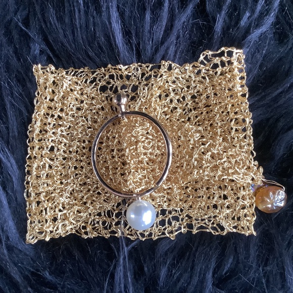 Hand Knit Gold wire bracelet…one of a kind. - Picture 2 of 3